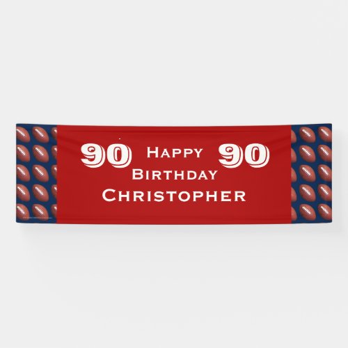 90th Birthday Party Football Banner Adult Banner