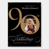 90th Birthday Party Gold Black Welcome Custom Foam Board | Zazzle