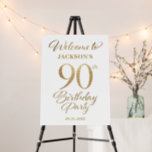 90th Birthday Party Gold Welcome Sign<br><div class="desc">90th birthday party welcome sign in gold.</div>