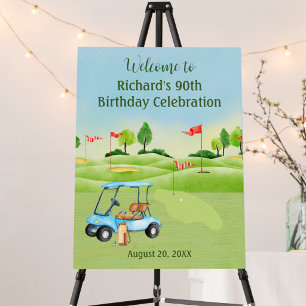 90th Birthday Party Golf Guy Photo Welcome Foam Board