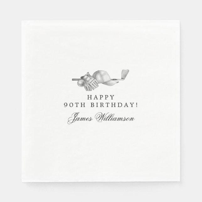 90th Birthday Party Golf Theme Editable Napkins (Front)