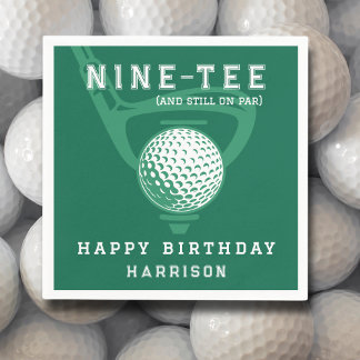 90th Birthday Party Golf Theme Modern Green Napkin