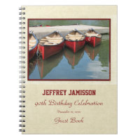 90th Birthday Party Guest Book, Red Canoes