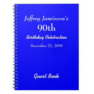 90th Birthday Party Guest Book Royal Blue Notebook