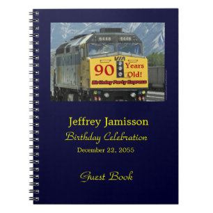 90th Birthday Party Guest Book Yellow Train Engine