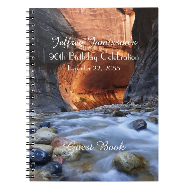 90th Birthday Party Guest Book, Zion Narrows Notebook (Front)