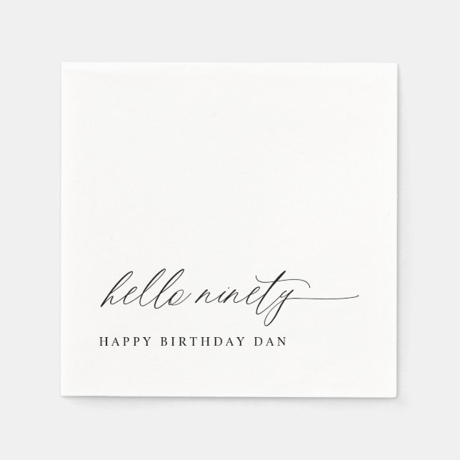 90th Birthday Party Hello 90 Modern Milestone Napkins (Front)