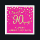90th Birthday Party Hot Pink and Gold Diamond Napkins<br><div class="desc">90th Birthday Party Invitation with Hot Pink and Gold Glitter Diamond Background. Gold Confetti. Adult Birthday. Man or Woman Birthday. For further customization,  please click the "Customize it" button and use our design tool to modify this template.</div>