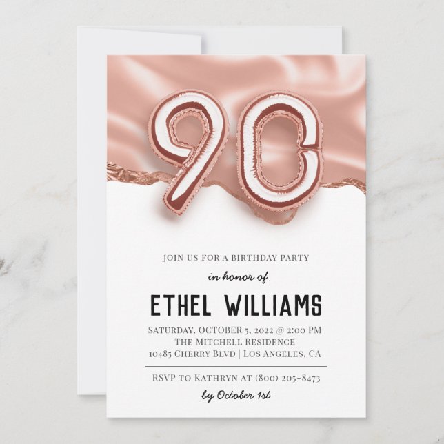 90th Birthday Party Invitation (Front)