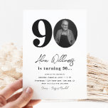90th Birthday Party Invitation | 90th Birthday<br><div class="desc">Minimalist 90th Photo Birthday Invitation.
Ready to be personalized by you!</div>