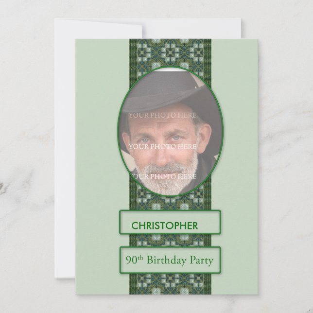 90th Birthday Party Invitation Add a Picture and (Front)