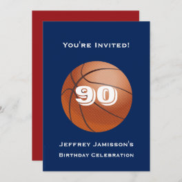 90th Birthday Party Invitation Basketball