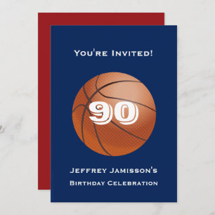 90th Birthday Party Invitation Basketball