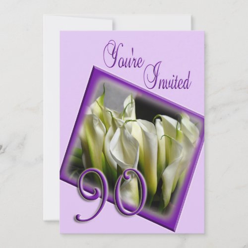 90th Birthday Party Invitation - Calla lilies