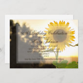 90th Birthday Party Invitation Featuring Sunflower (Front/Back)