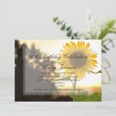 90th Birthday Party Invitation Featuring Sunflower (Standing Front)