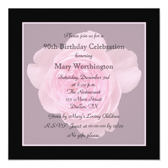 90th birthday party invitation rose for 90th zazzle com