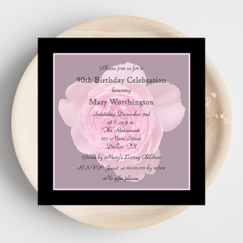 90th Birthday Party Invitation Rose For 90th by henishouseofpaper at Zazzle