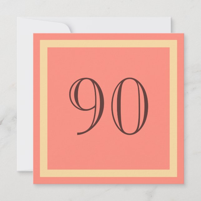 90th Birthday Party Invitation - Salmon Coral (Front)
