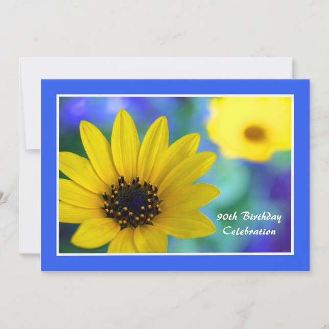 90th Birthday Party Invitation Sunflower (Front)