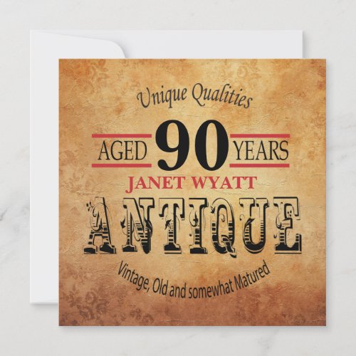 90th Birthday Party Invitation  Vintage _ DIY Age