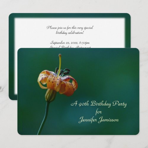 90th Birthday Party Invitation, Yellow Lily