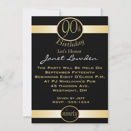 90th Birthday Party Invitations