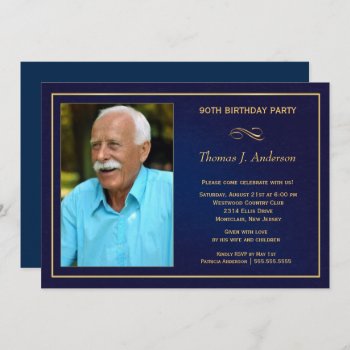 90th Birthday Party Invitations - Add Your Photo by SquirrelHugger at Zazzle