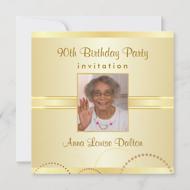 90th Birthday Party Invitations - Photo Optional (Front)