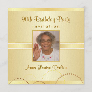 90th Birthday Party Invitations - Photo Optional