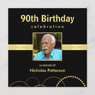 90th Birthday Party Invitations - Photo Optional