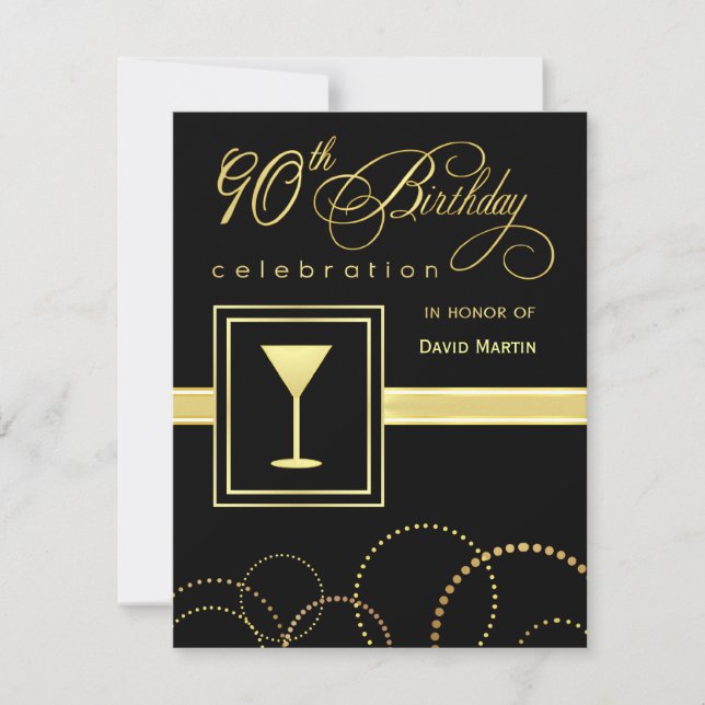 90th Birthday Party Invitations - with Monogram (Front)