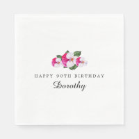 90th Birthday Party Magenta Pink White Custom