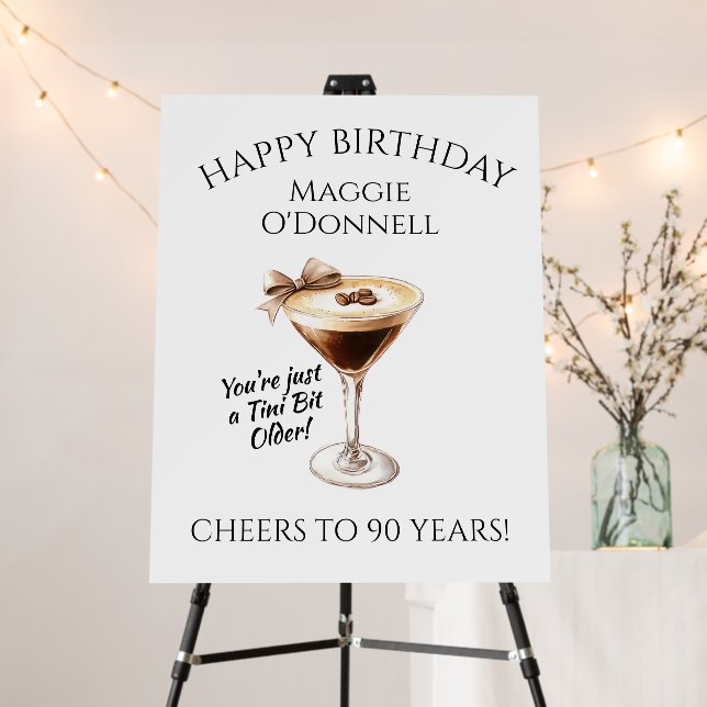 90th Birthday Party Martini Welcome Foam Boards (In Situ (Stand))