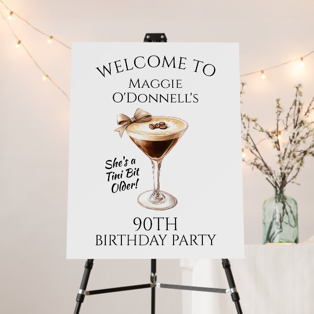 90th Birthday Party Martini Welcome Foam Boards (In Situ (Stand))