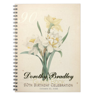 90th Birthday Party Narcissus Custom Guest Book