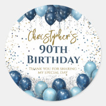 90th Birthday Party Navy Balloons