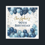 90th Birthday Party Navy Balloons Napkins<br><div class="desc">A gorgeous 90th birthday party or celebration paper napkin. This fabulous gold and royal blue balloons design is the perfect tableware to decorate your table for a 90th celebration or ninetieth party.</div>