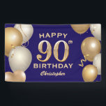 90th Birthday Party Navy Blue and Gold Balloons Banner<br><div class="desc">90th Birthday Party Navy Blue and Gold Balloons and Confetti Banner. For further customization,  please click the "Customize it" button and use our design tool to modify this template.</div>