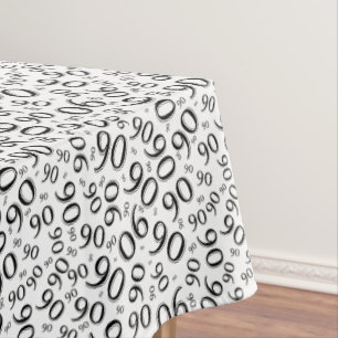 90th Birthday Party Number Pattern Black and White Tablecloth