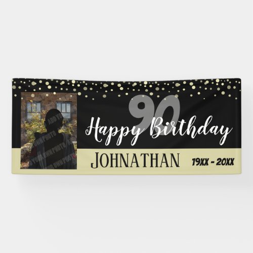 90th Birthday Party One Photo with Confetti