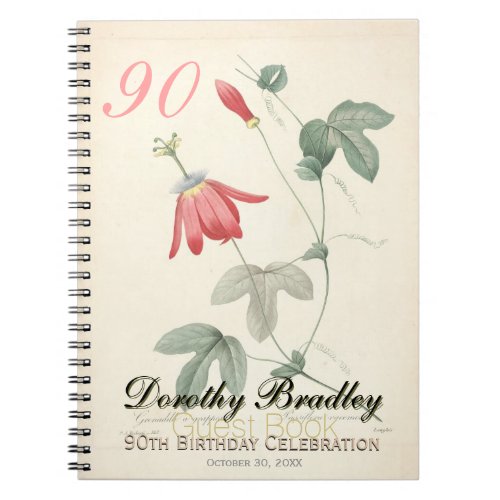 90th Birthday Party Passiflora Custom Guest Book