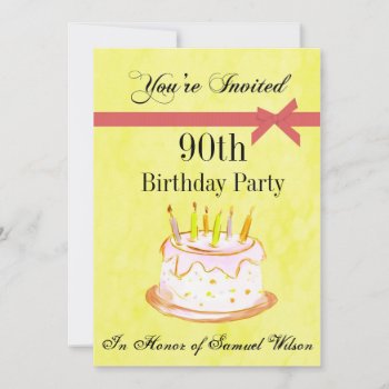 90th Birthday Party Personalized Invitation by NightSweatsDiva at Zazzle