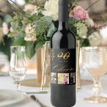 90th birthday party photo black gold cheers script wine label<br><div class="desc">A bottle label for a glamorous 90th birthday party. Personalize and add 3 of your own photos, a name, age 90 and a date. Date of birth or the date of the party. Golden colored letters. The word: Cheers, in faux gold written with a trendy hand lettered style script. Elegant,...</div>