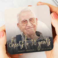 90th Birthday Party Photo Cheers Gold Script