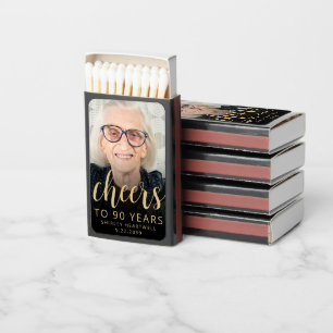 90th Birthday Party Photo Cheers Matchboxes