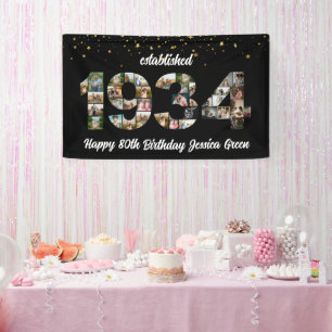 90th Birthday party Photo Collage Established 1934 Banner