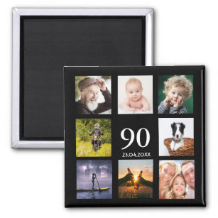 90th birthday party photo collage guy black magnet