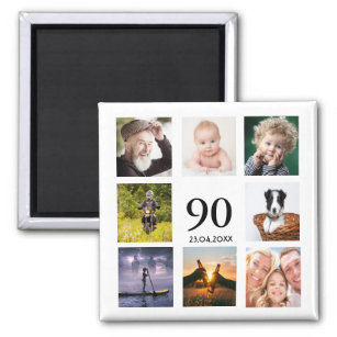 90th birthday party photo collage save the date magnet