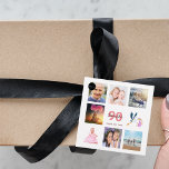 90th birthday party photo collage thank you favor tags<br><div class="desc">A favor tag for a girly 90th birthday party, celebrating her life with a collage of 8 of your photos. Templates for a name, age 90 and a date. Date of birth or the date of the party. Coral and burgundy colored letters. White background. Back: The text: Thank You for...</div>